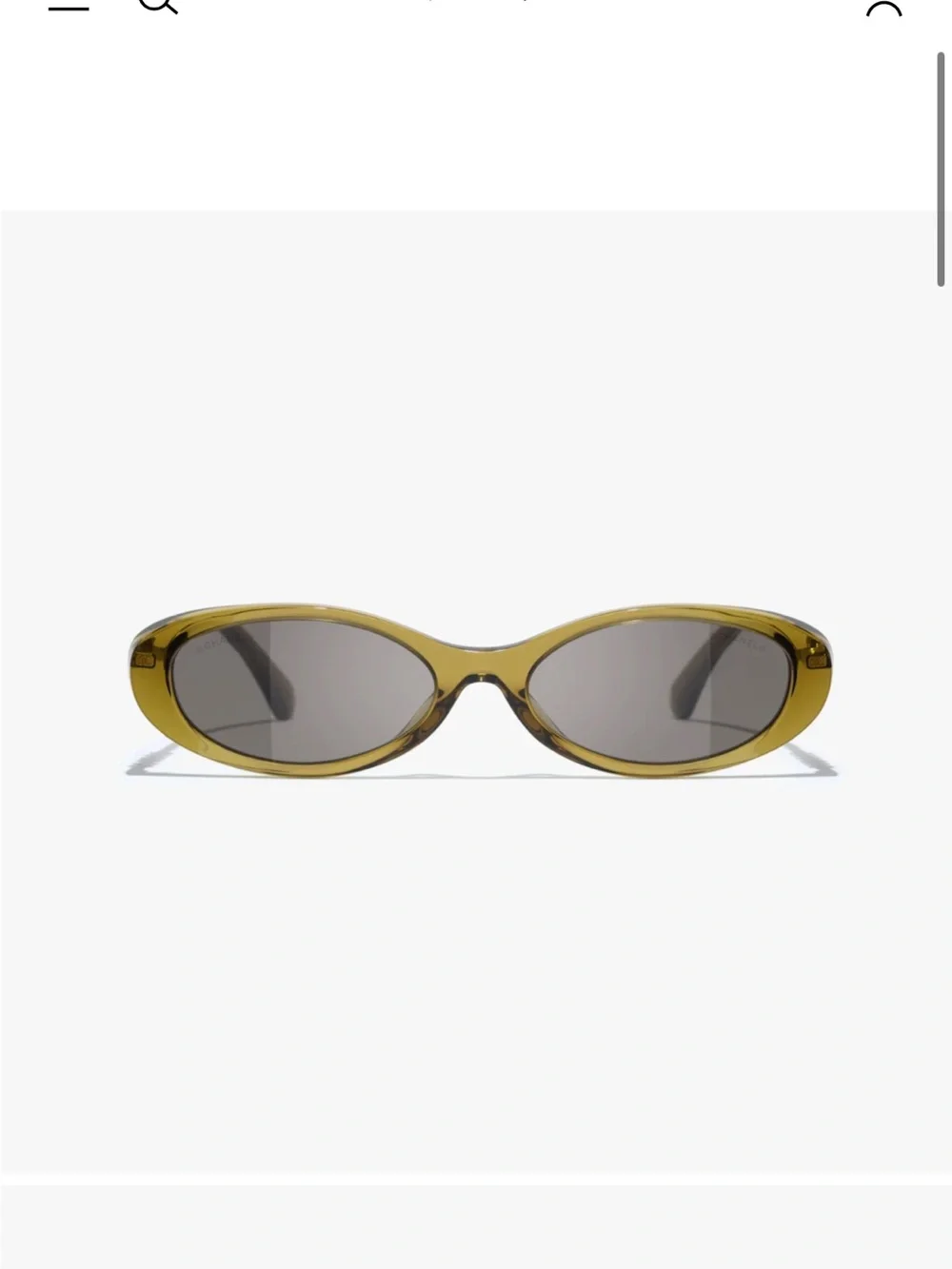 CHANEL Olive Oval Sunglasses with Gray Lenses